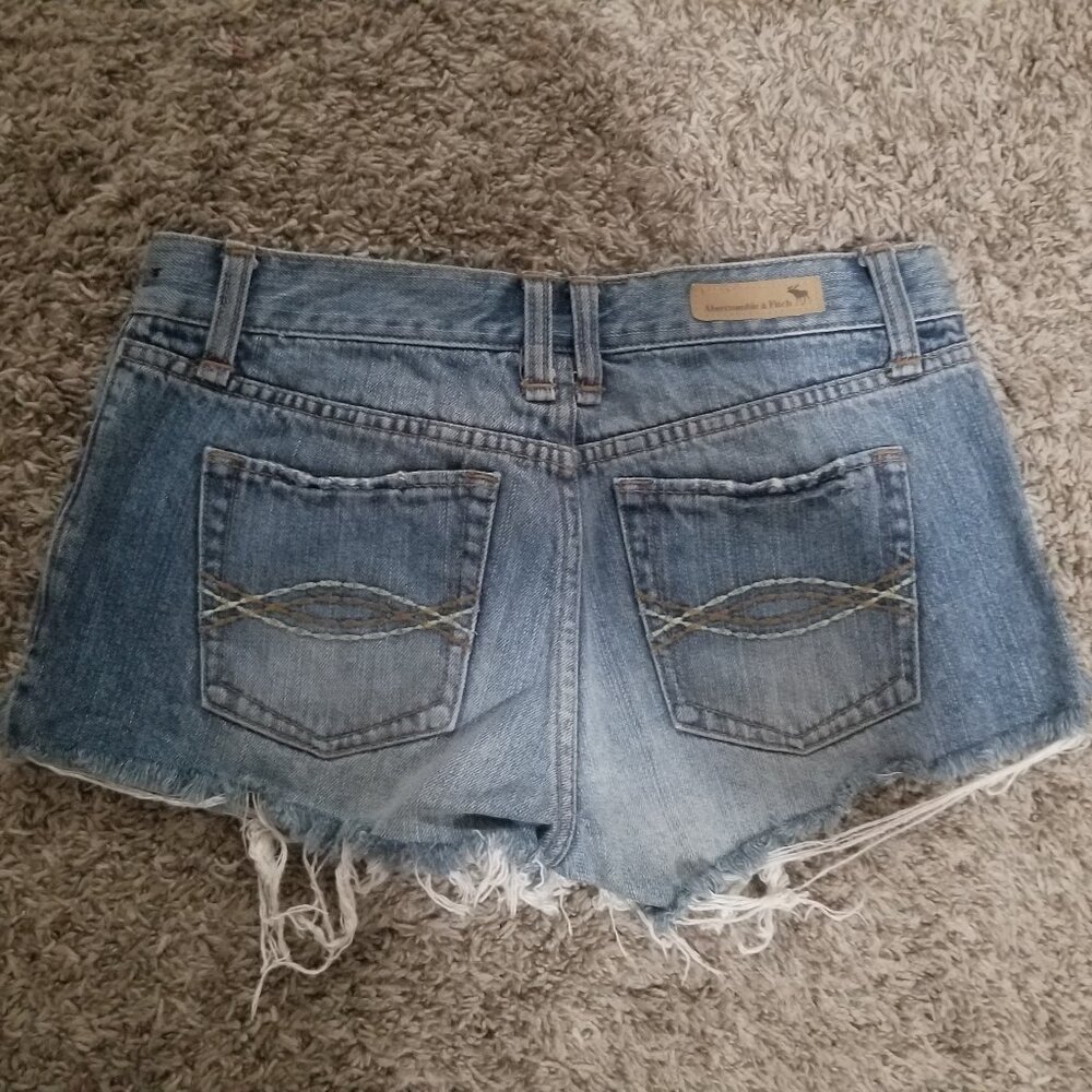 Abercrombie & Fitch Distressed Light Blue Denim Shorts